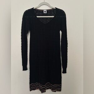 Missoni Black Knit Dress with Striped Hem